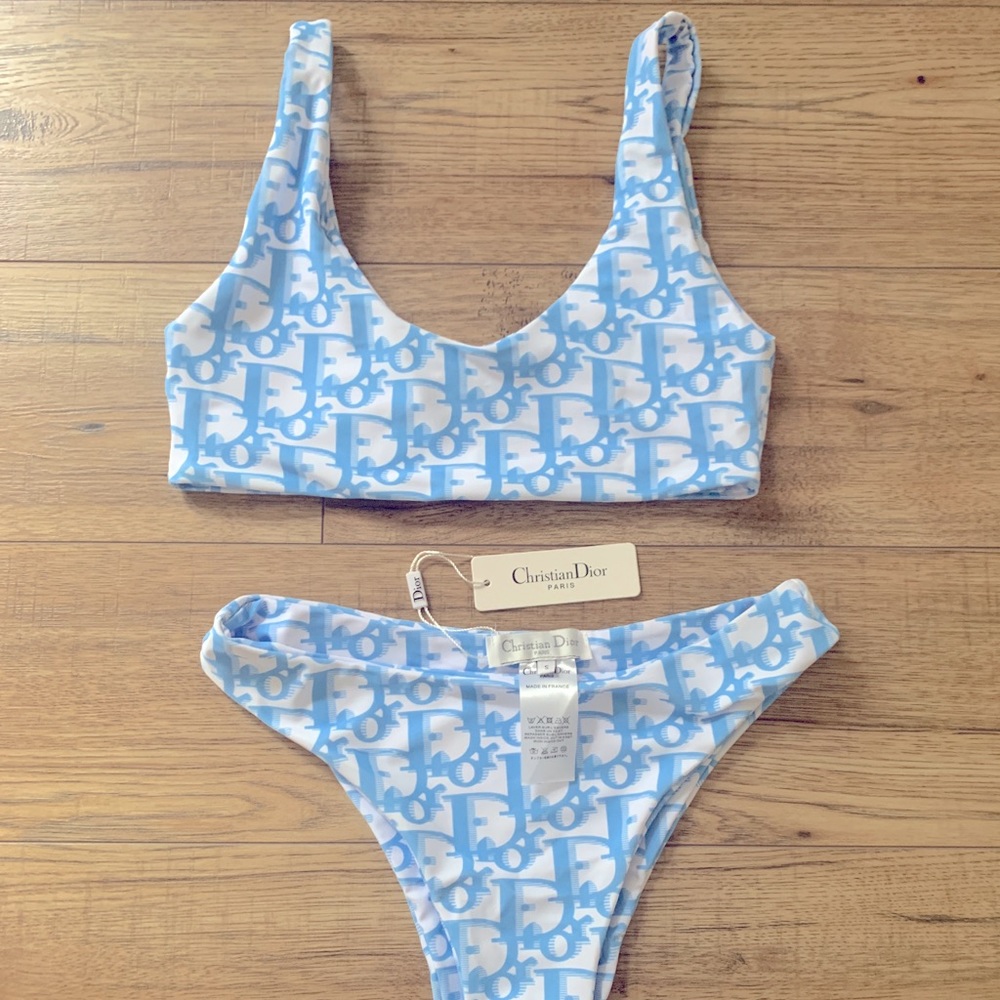 Dior swimsuit bikini set blue size small